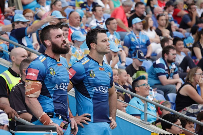 Competition - NRL Premiership 
Round - Round 7
Teams â Gold Coast Titans v St George Dragons
Date â 16th April 2016 
Venue â Cbus Super Stadium, Gold Coast QLD 
Photographer â Kylie Cox
