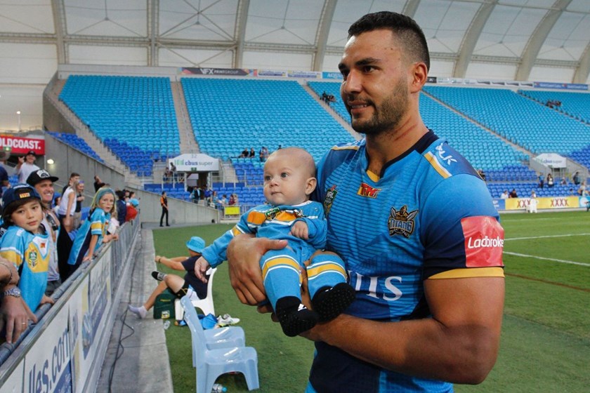 Competition - NRL Premiership 
Round - Round 7
Teams â Gold Coast Titans v St George Dragons
Date â 16th April 2016 
Venue â Cbus Super Stadium, Gold Coast QLD 
Photographer â Kylie Cox

