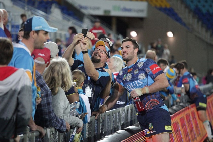 Competition - NRL Premiership 
Round - Round 10
Teams - Gold Coast Titans v Sydney Roosters
Date - 16th May 2016 
Venue -  CBus Super Stadium, Gold Coast QLD Photographer - Kylie Cox
