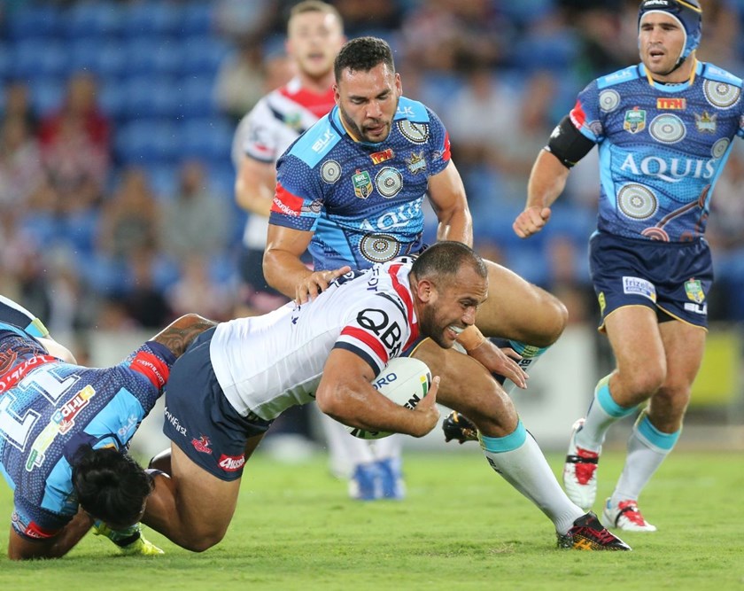 Competition - NRL Premiership 
Round - Round 10
Teams â Gold Coast Titans v Sydney Roosters
Date â 16th May 2016 
Venue â Cbus Super Stadium, Robina, QLD 
Photographer â Charles Knight
