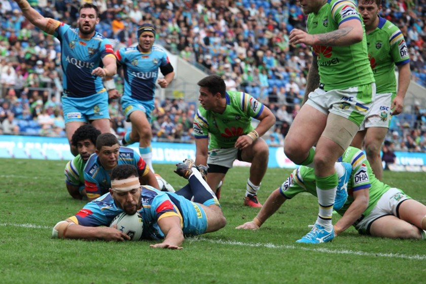 Competition - NRL Premiership 
Round - Round 16
Teams - Gold Coast Titans v Canberra Raiders
Date - 26th June 2016 
Venue - Cbus Super Stadium, Robina, QLD Photographer - Kylie Cox