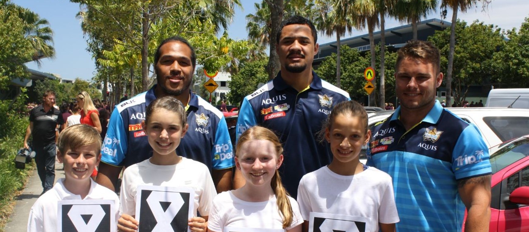 Players speak to hundreds of students about White Ribbon Day