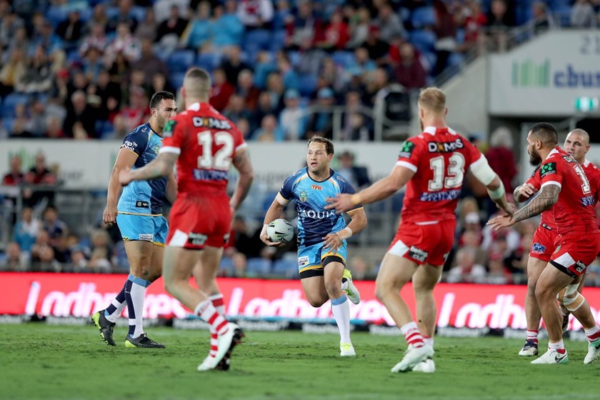   Name - NRL Rd17 GC Titans v St George Dragons\nLocation - CBUS Stadium\nDate - Friday 30 June 2017\nImage - Shane Myers ©NRL Photos 2017